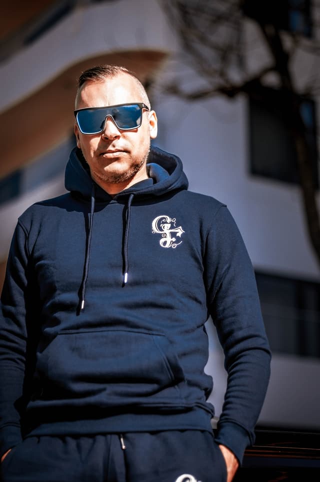 Grimy Navy Blue Hoodie image 1